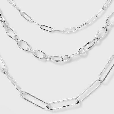 3 Row Paperclip Chain Necklace - A New Day™ Silver 6 3 Row Paperclip Chain Necklace - A New Day™ Silver - Image 4