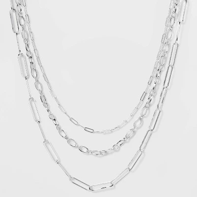 3 Row Paperclip Chain Necklace - A New Day™ Silver 8 3 Row Paperclip Chain Necklace - A New Day™ Silver - Image 6