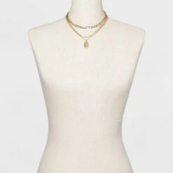 3 Row Chunky Chain Necklace - A New Day™ Gold