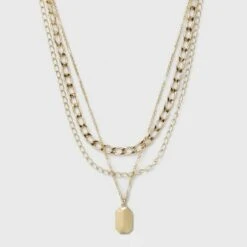 3 Row Chunky Chain Necklace - A New Day™ Gold 7 3 Row Chunky Chain Necklace - A New Day™ Gold -A New Day popular shop unnamed file 3196