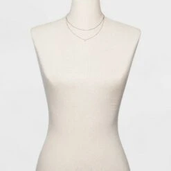 Silver Plated Paperlink Chain and Pierced Cubic Zirconia Necklace Set - A New Day™ Silver