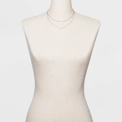 Silver Plated Paperlink Chain and Pierced Cubic Zirconia Necklace Set - A New Day™ Silver 3 Silver Plated Paperlink Chain and Pierced Cubic Zirconia Necklace Set - A New Day™ Silver