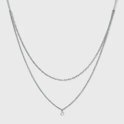 Silver Plated Paperlink Chain and Pierced Cubic Zirconia Necklace Set - A New Day™ Silver 7 Silver Plated Paperlink Chain and Pierced Cubic Zirconia Necklace Set - A New Day™ Silver -A New Day popular shop unnamed file 3211