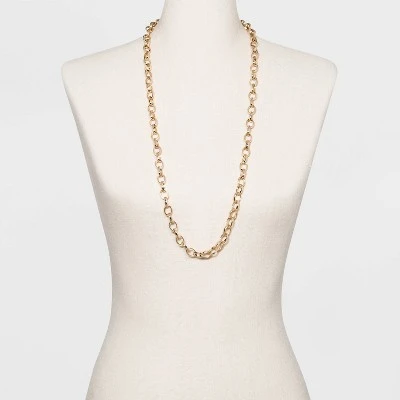 Long Metal Chain Link Necklace - A New Day™ Gold 3 Long Metal Chain Link Necklace - A New Day™ Gold