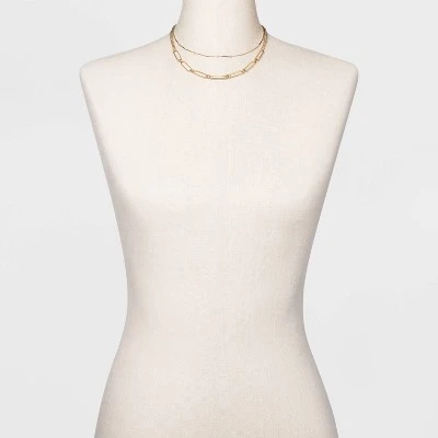 Two Row Layered Necklace - A New Day™ Gold 3 Two Row Layered Necklace - A New Day™ Gold