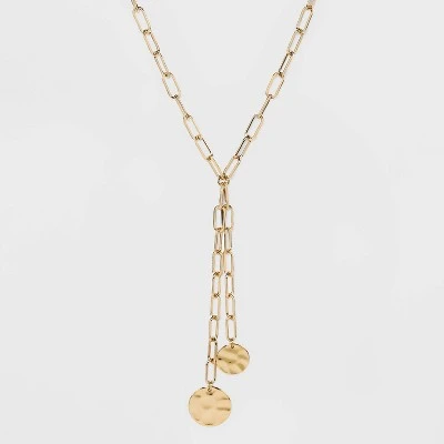 Linked Chain and Discs Long Necklace - A New Day™ Gold 5 Linked Chain and Discs Long Necklace - A New Day™ Gold - Image 3