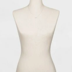 Sterling Silver with Cubic Zirconia Curved Bar Station Chain Necklace - A New Day™ Silver