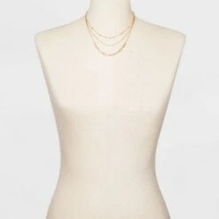 Three Row Layered Necklace - A New Day™ Gold