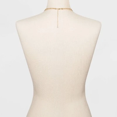 Three Rows Seed Bead and Hanging Coins Layered Necklace - A New Day™ Gold 4 Three Rows Seed Bead and Hanging Coins Layered Necklace - A New Day™ Gold - Image 2