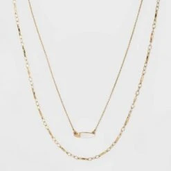 Mother of Pearl and Metal Two Row Layered Necklace Pendant - A New Day™ Gold 7 Mother of Pearl and Metal Two Row Layered Necklace Pendant - A New Day™ Gold -A New Day popular shop unnamed file 3242