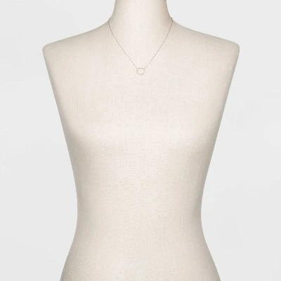 Sterling Silver Pave Cubic Zirconia Circle Chain Necklace - A New Day™ Silver/Clear 3 Sterling Silver Pave Cubic Zirconia Circle Chain Necklace - A New Day™ Silver/Clear