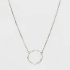 Sterling Silver Pave Cubic Zirconia Circle Chain Necklace - A New Day™ Silver/Clear 5 Sterling Silver Pave Cubic Zirconia Circle Chain Necklace - A New Day™ Silver/Clear -A New Day popular shop unnamed file 3253