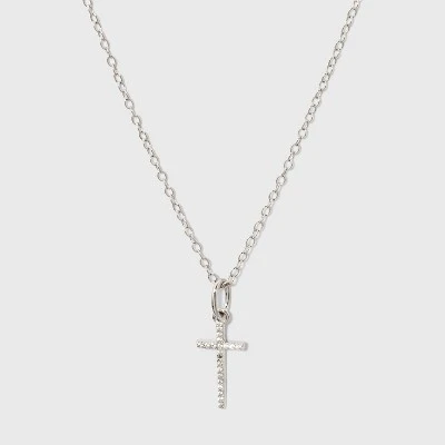 Sterling Silver Pave Cubic Zirconia Cross Pendant Necklace - A New Day™ Silver/Clear 4 Sterling Silver Pave Cubic Zirconia Cross Pendant Necklace - A New Day™ Silver/Clear - Image 2