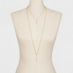 Short and Long Layered Pendant Necklace - A New Day™ Gold