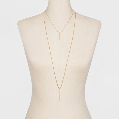 Short and Long Layered Pendant Necklace - A New Day™ Gold 3 Short and Long Layered Pendant Necklace - A New Day™ Gold