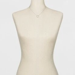 Pave Open Circle Short Pendant Necklace - A New Day™ Silver