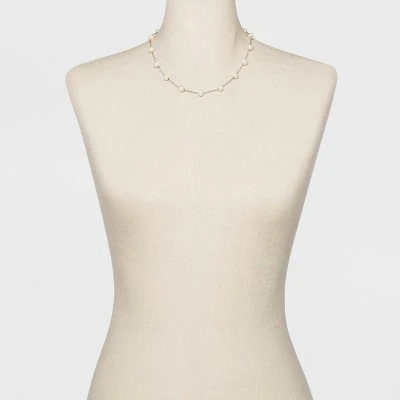 Short Faux Pearl Chain Necklace - A New Day™ Silver 3 Short Faux Pearl Chain Necklace - A New Day™ Silver
