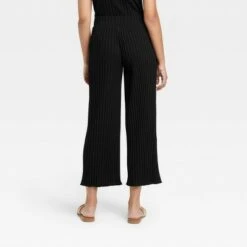 Women's High-Rise Wide Leg Ribbed Ankle Pants - A New Day™