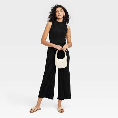 Women's High-Rise Wide Leg Ribbed Ankle Pants - A New Day™ 4 Women's High-Rise Wide Leg Ribbed Ankle Pants - A New Day™ - Image 2