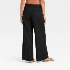 Women's High-Rise Wide Leg Linen Pull-On Pants - A New Day™