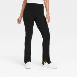 Women's High Waisted Split Hem Flare Leggings with Ribbed Waistband - A New Day™ Black -A New Day popular shop unnamed file 3319