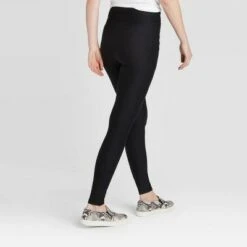 Women's Drawstring High Waisted Lounge Leggings with Pockets - A New Day™ Black