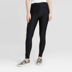 Women's Drawstring High Waisted Lounge Leggings with Pockets - A New Day™ Black -A New Day popular shop unnamed file 3326