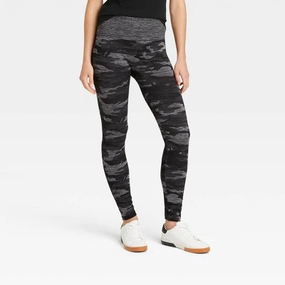 Women's Camo High-Waist Seamless Cotton Blend Camo Leggings - A New Day™ Black 4 Women's Camo High-Waist Seamless Cotton Blend Camo Leggings - A New Day™ Black - Image 2