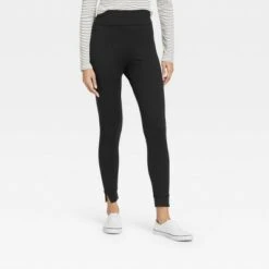 Women's Brushed Leggings with Foldover Waistband and Split Hem Cuffs - A New Day™ Black -A New Day popular shop unnamed file 3446