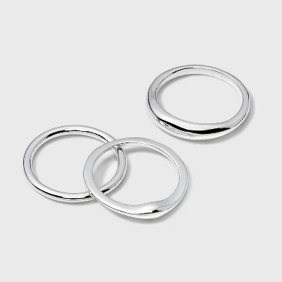 Silver Plated Band Ring Set - A New Day™ 3 Silver Plated Band Ring Set - A New Day™