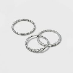 Silver Plated Cubic Zirconia Chain Stack Ring Set - A New Day™ -A New Day popular shop unnamed file 3513