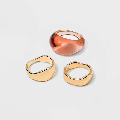 Mixed Organic Shape Smooth Ring Set 3pc - A New Day™ Rust 3 Mixed Organic Shape Smooth Ring Set 3pc - A New Day™ Rust