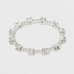 Silver Plated Cubic Zirconia Textured Band Ring - A New Day Silver/Clear