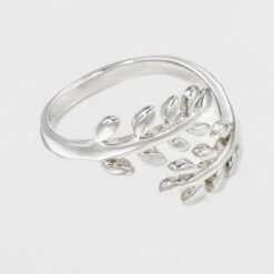 Silver Plated Leaf Bypass Ring - A New Day Silver 8 Silver Plated Leaf Bypass Ring - A New Day Silver -A New Day popular shop unnamed file 3554