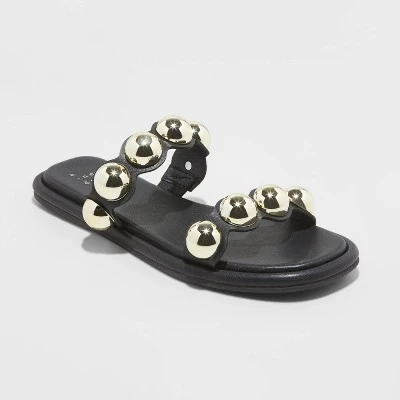 Women's Didi Embellished Slide Sandals - A New Day™ Black 6 Women's Didi Embellished Slide Sandals - A New Day™ Black - Image 4