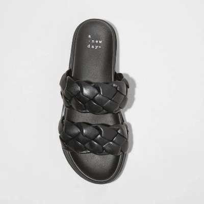Women's Sage Braided Footbed Sandals - A New Day™ Black 4 Women's Sage Braided Footbed Sandals - A New Day™ Black - Image 2