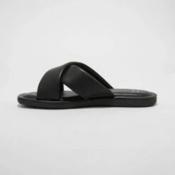 Women's Daisy Crossband Slide Sandals - A New Day™ Black