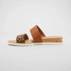 Women's Coco Two Band Slide Sandals - A New Day™ Brown/leopard