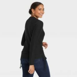 Women's Long Sleeve Round Neck Side-Tie Pullover Top - A New Dayâ„¢