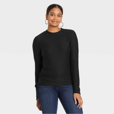 Women's Long Sleeve Round Neck Side-Tie Pullover Top - A New Day™ 5 Women's Long Sleeve Round Neck Side-Tie Pullover Top - A New Day™ - Image 3