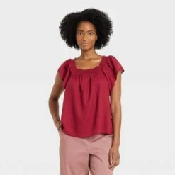 Women's Ruffle Short Sleeve Smocked Top - A New Day™ 7 Women's Ruffle Short Sleeve Smocked Top - A New Day™ -A New Day popular shop unnamed file 3766