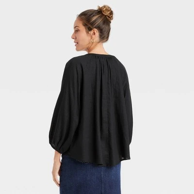 Women's Raglan Long Sleeve Tie-Front Top - A New Day™ 3 Women's Raglan Long Sleeve Tie-Front Top - A New Day™