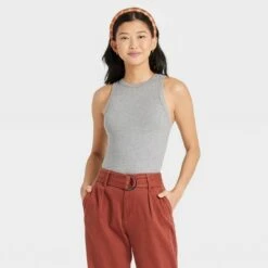 Women's Slim Fit Ribbed 3pk Bundle Tank Top - A New Dayâ„¢ Black/White/Gray