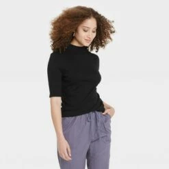 Women's Elbow Sleeve Mock Turtleneck T- Shirt - A New Day™ -A New Day popular shop unnamed file 3929