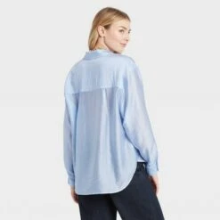 Women's Long Sleeve Button-Down Boyfriend Shirt - A New Dayâ„¢