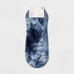 Women's Tie-Dye Cotton Jersey 2pk Liner Socks - A New Day™ Navy 4-10