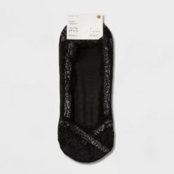Women's Lace 2pk Liner Socks - A New Day™ Gray/Black 4-10