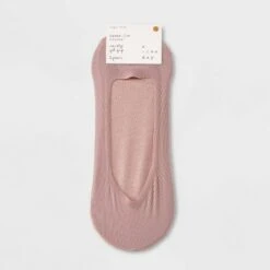 Women's Ribbed Nylon 2pk Liner Socks - A New Day™ Pink/Beige 4-10