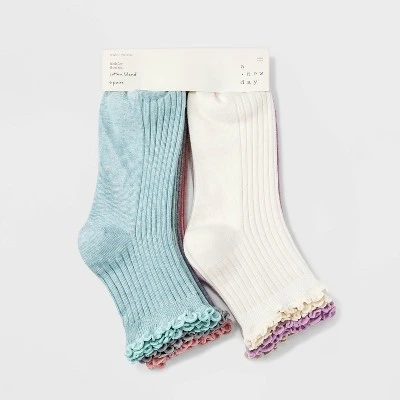 Women's 6pk Lettuce Edge Ankle Socks - A New Day™ 4-10 Black/white/gray 3 Women's 6pk Lettuce Edge Ankle Socks - A New Day™ 4-10 Black/white/gray