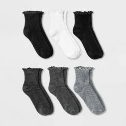 Women's 6pk Lettuce Edge Ankle Socks - A New Day™ 4-10 Black/white/gray 11 Women's 6pk Lettuce Edge Ankle Socks - A New Day™ 4-10 Black/white/gray -A New Day popular shop unnamed file 4061